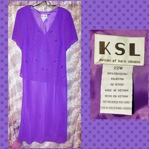 KSL by Karin Stevens brand Dark Purple Studded Soft Woven Midi Dress Sz 22W